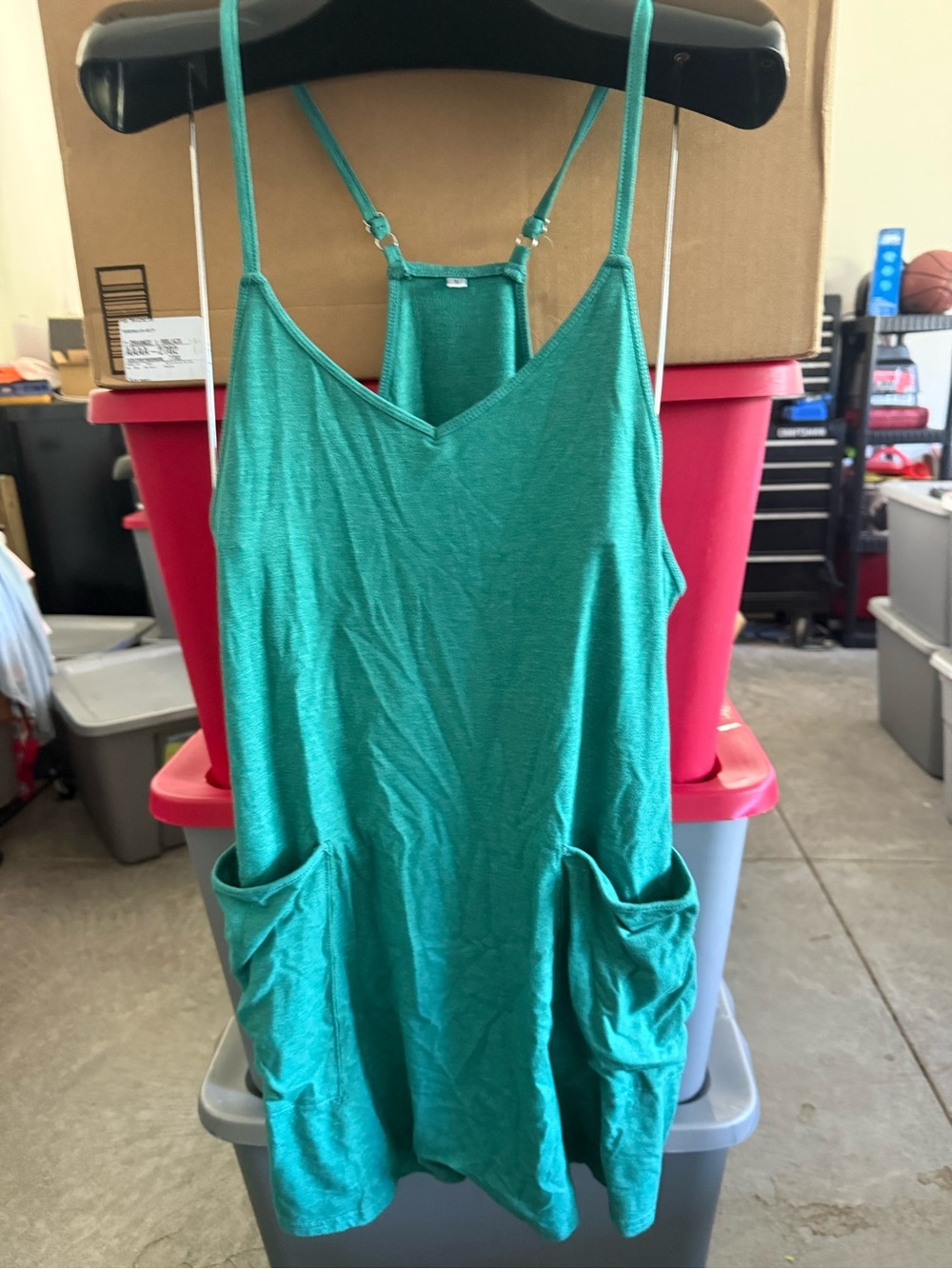 Women’s Green Slip Dress with Pockets - Unbranded m21
